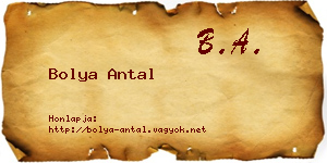 Bolya Antal névjegykártya
